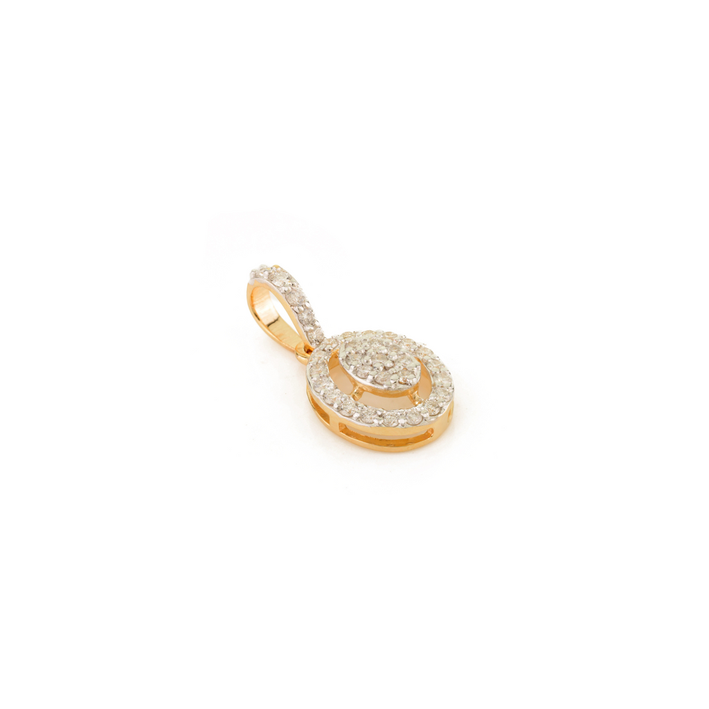 18K Solid Yellow Gold Diamond Charm Pendant Image