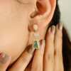 18k Yellow Gold Emerald & Diamond Geometric Drop Earrings Thumbnail