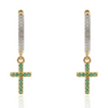 18K Gold Dangle Charm Cross Shaped Hoop Earrings Thumbnail