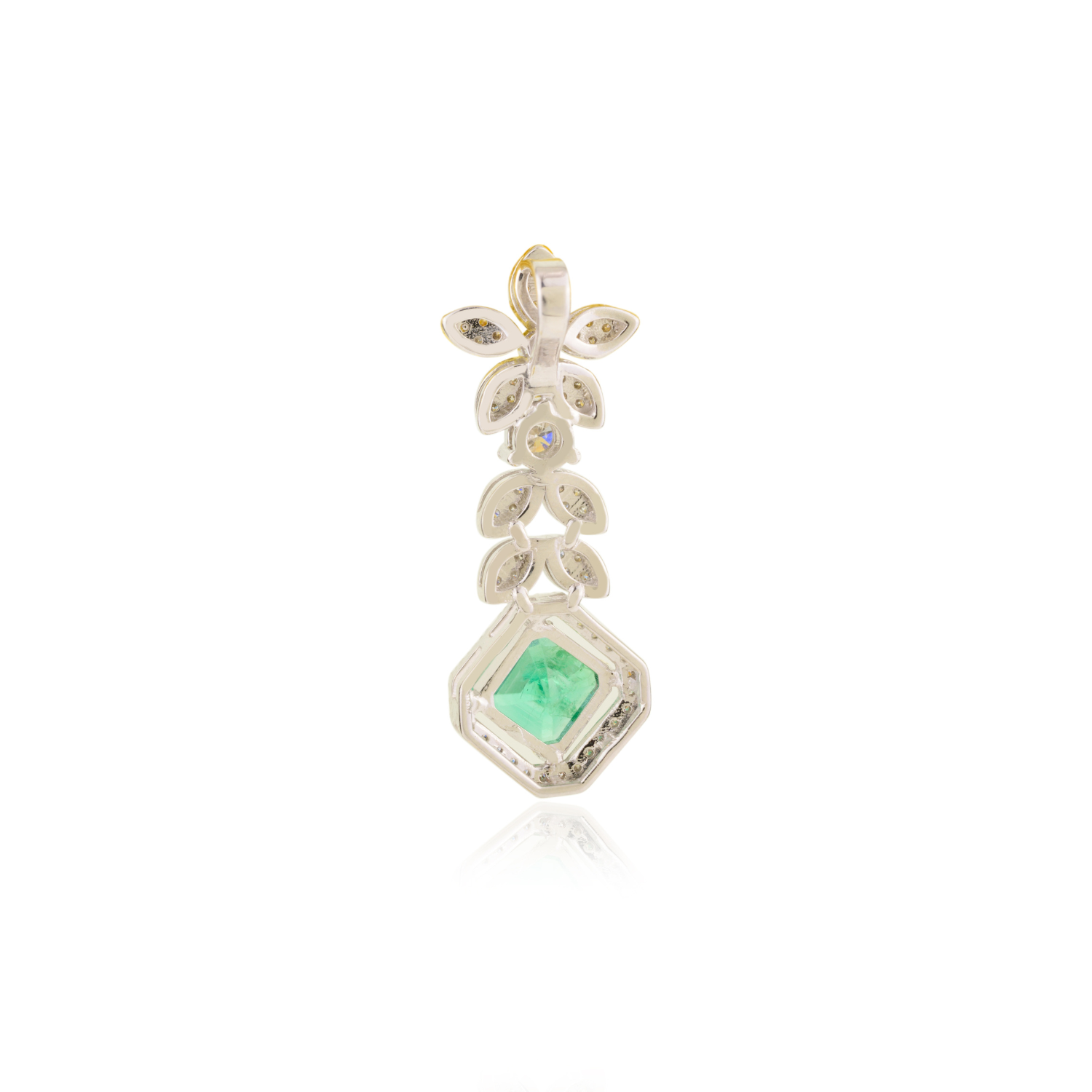 14K Solid White Gold Designer Flower Pendant