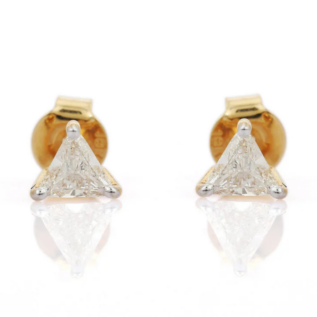 18K Gold Trillion Cut Diamond Tiny Studs