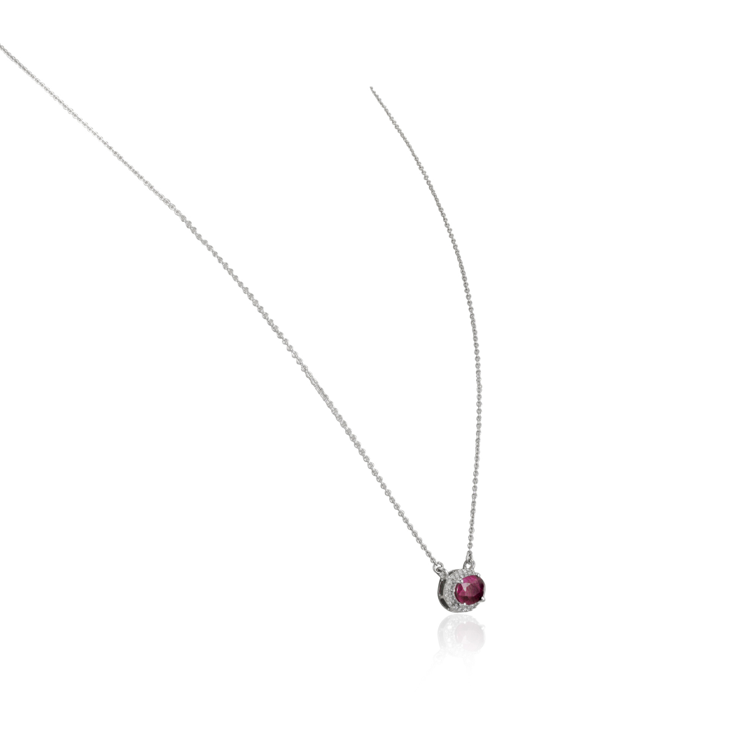 14K Oval Ruby & Diamond Necklace