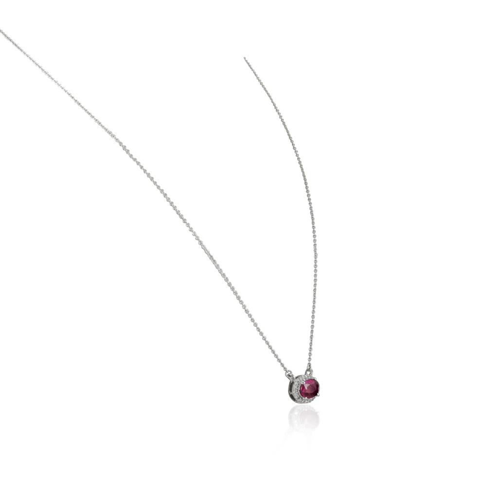14K Oval Ruby & Diamond Necklace Image