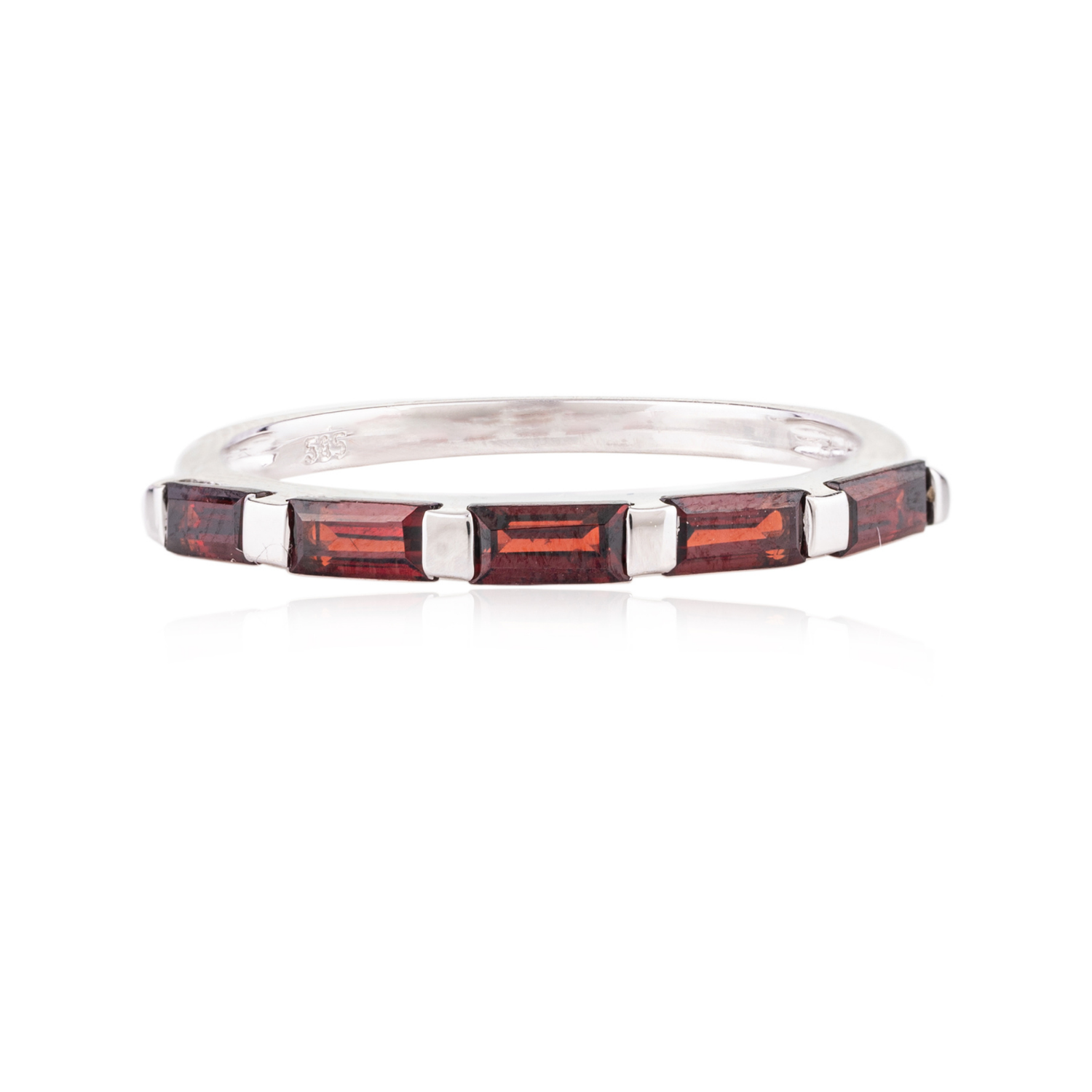 14K Gold Baguette Cut Garnet Half Eternity Band - vrjewels-us