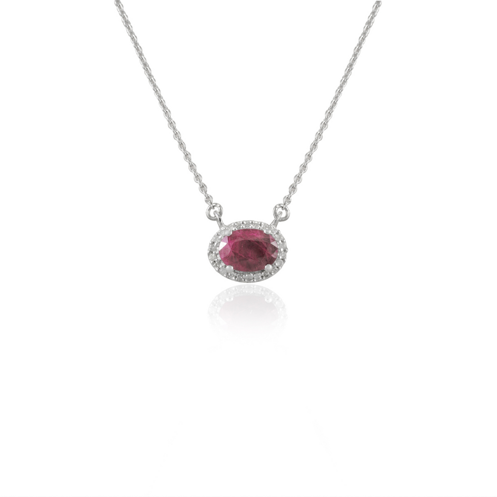 14K Oval Ruby & Diamond Necklace Image