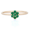 14K Gold Flower Emerald Ring Thumbnail