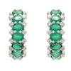 18K Gold Emerald Diamond Designer Hoop Earrings Thumbnail