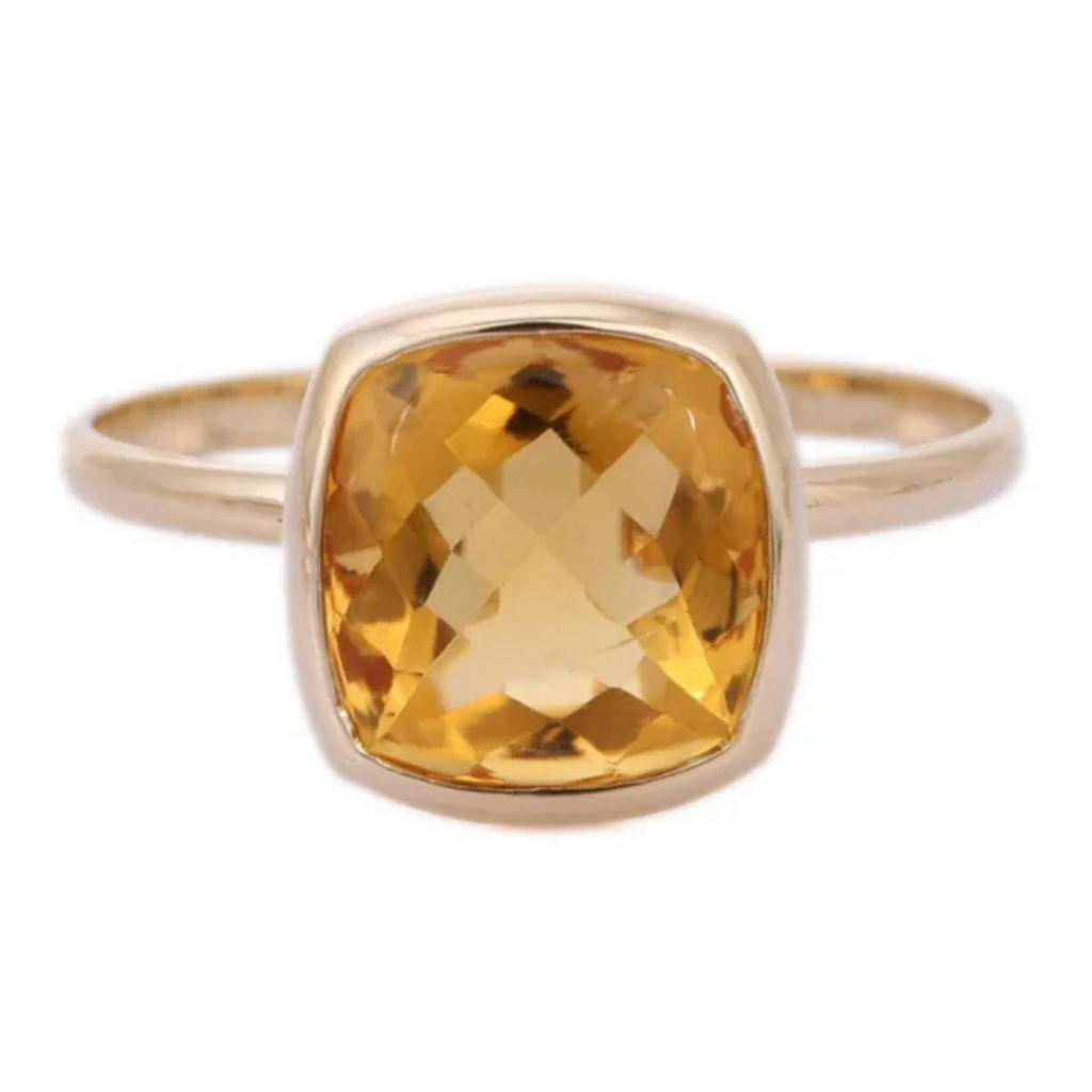 18K Gold Citrine Solitaire Ring Image