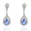 14K White Gold Sapphire Diamond Drop Earrings Thumbnail