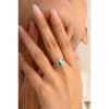 14K Solid White Gold Emerald Halo Diamond Ring Thumbnail