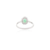 14K Solid White Gold Emerald Halo Diamond Ring Thumbnail