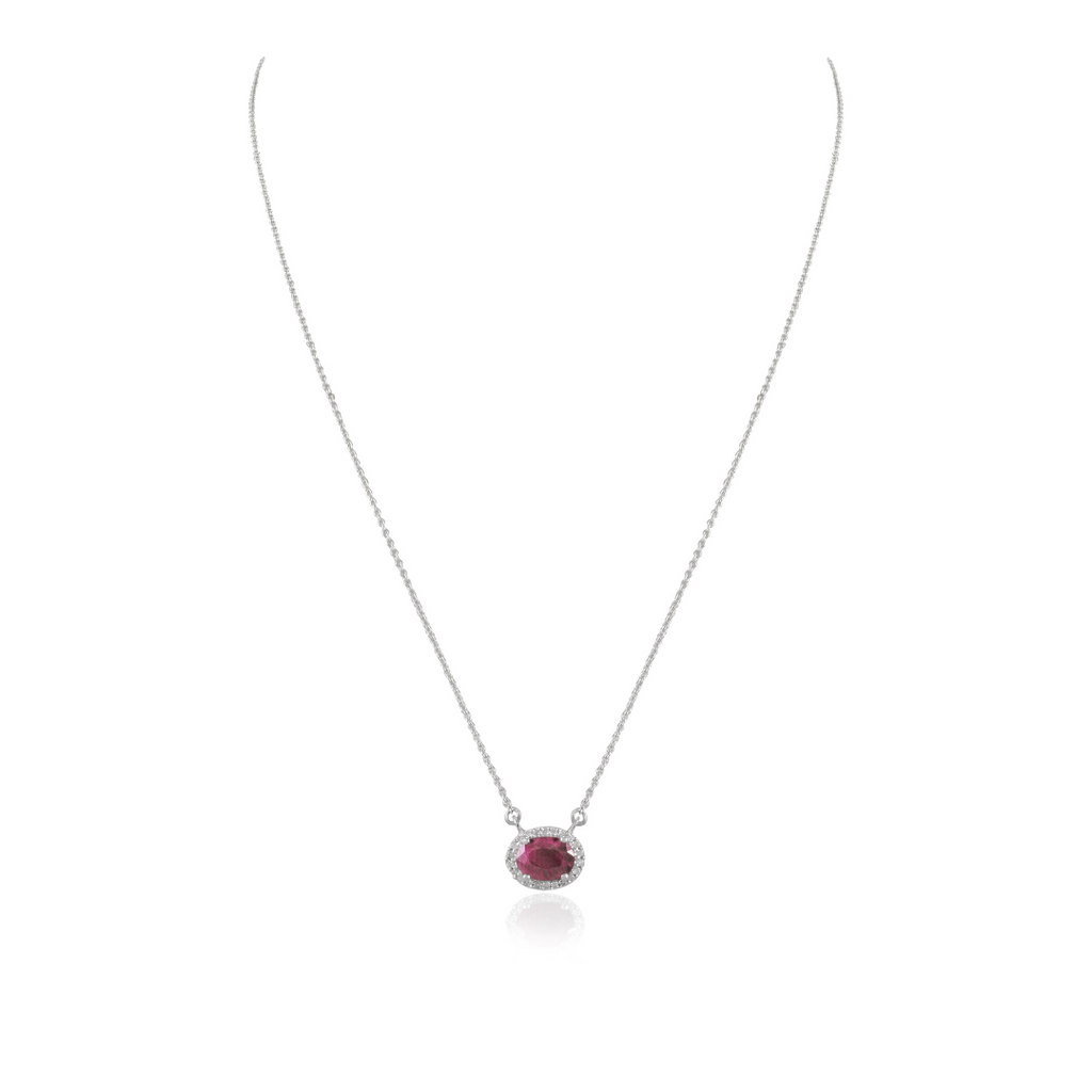 14K Oval Ruby & Diamond Necklace Image