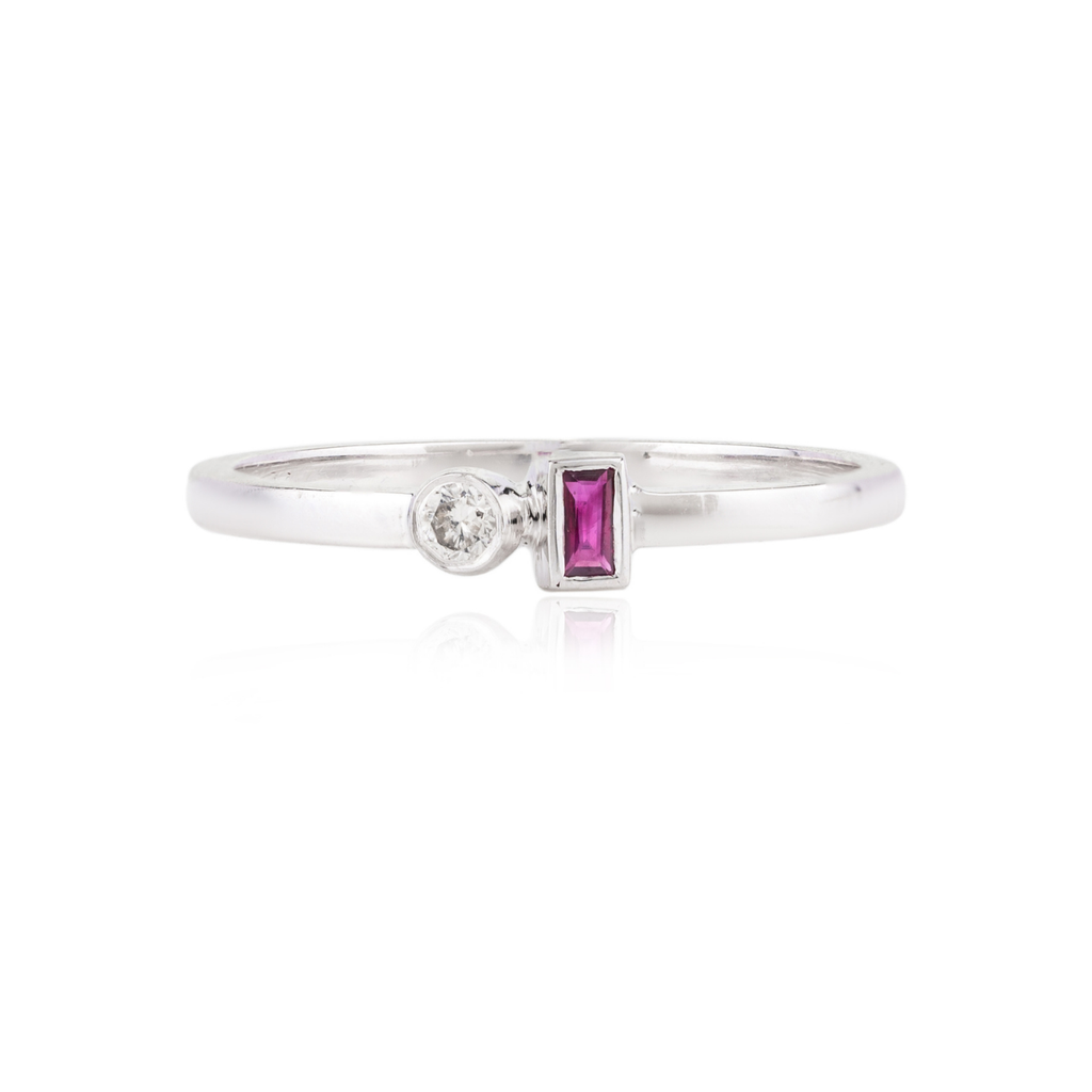 14K Gold Ruby Diamond Toi Et Moi Ring Image