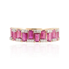 14K Gold Ruby Diamond Half Eternity Band Thumbnail