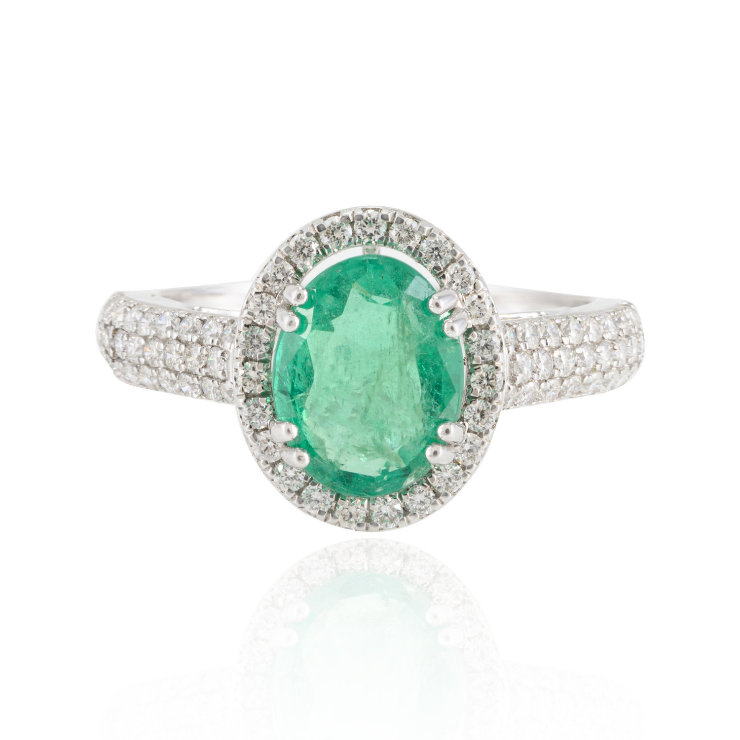 18K Gold Emerald Diamond Engagement Ring - vrjewels-us