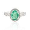 18K Gold Emerald Diamond Engagement Ring Thumbnail