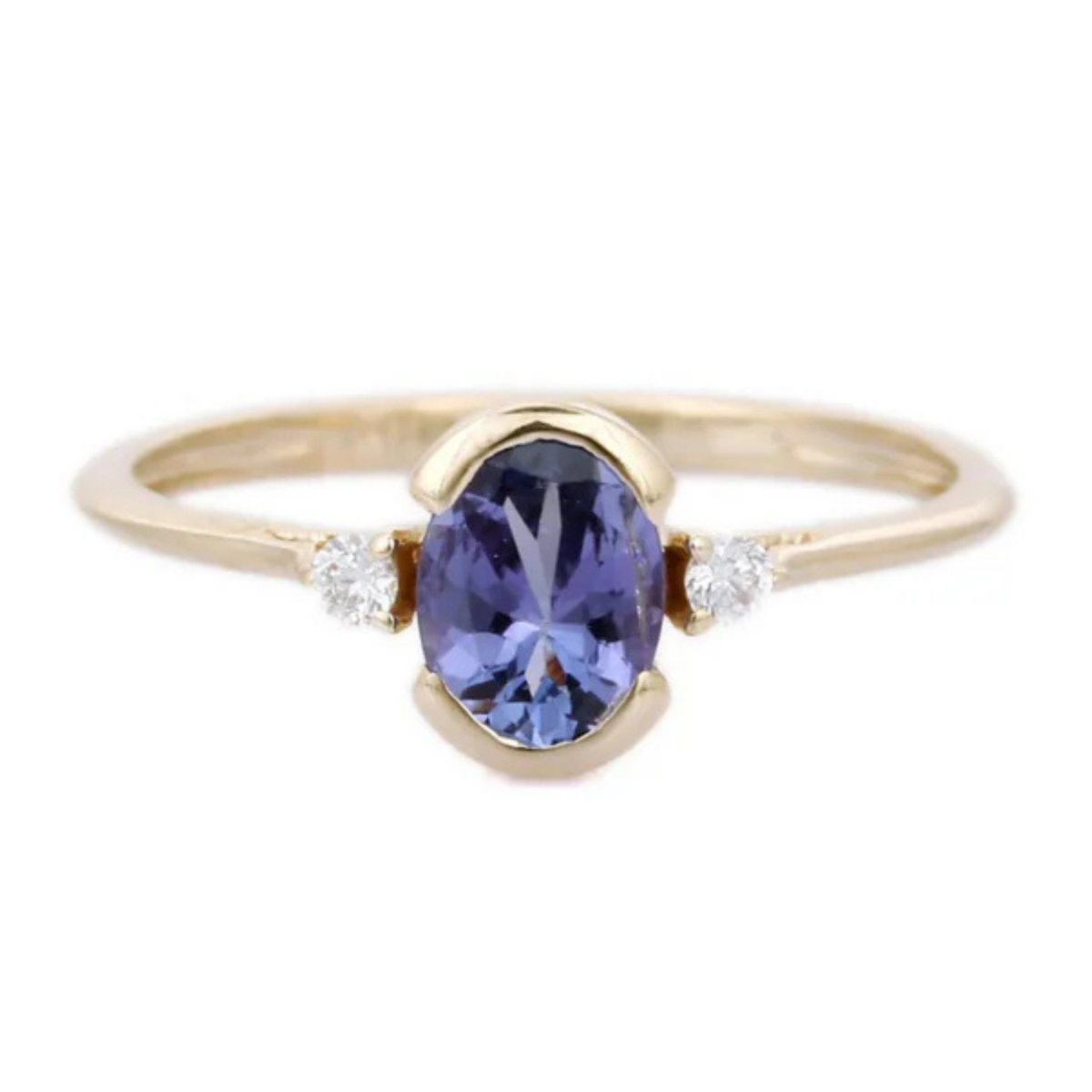 14K Gold Tanzanite &Diamond Promise Ring