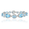 18K Gold Blue Topaz & Halo Diamond Tennis Bracelet Thumbnail