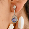 14K White Gold Sapphire Diamond Drop Earrings Thumbnail