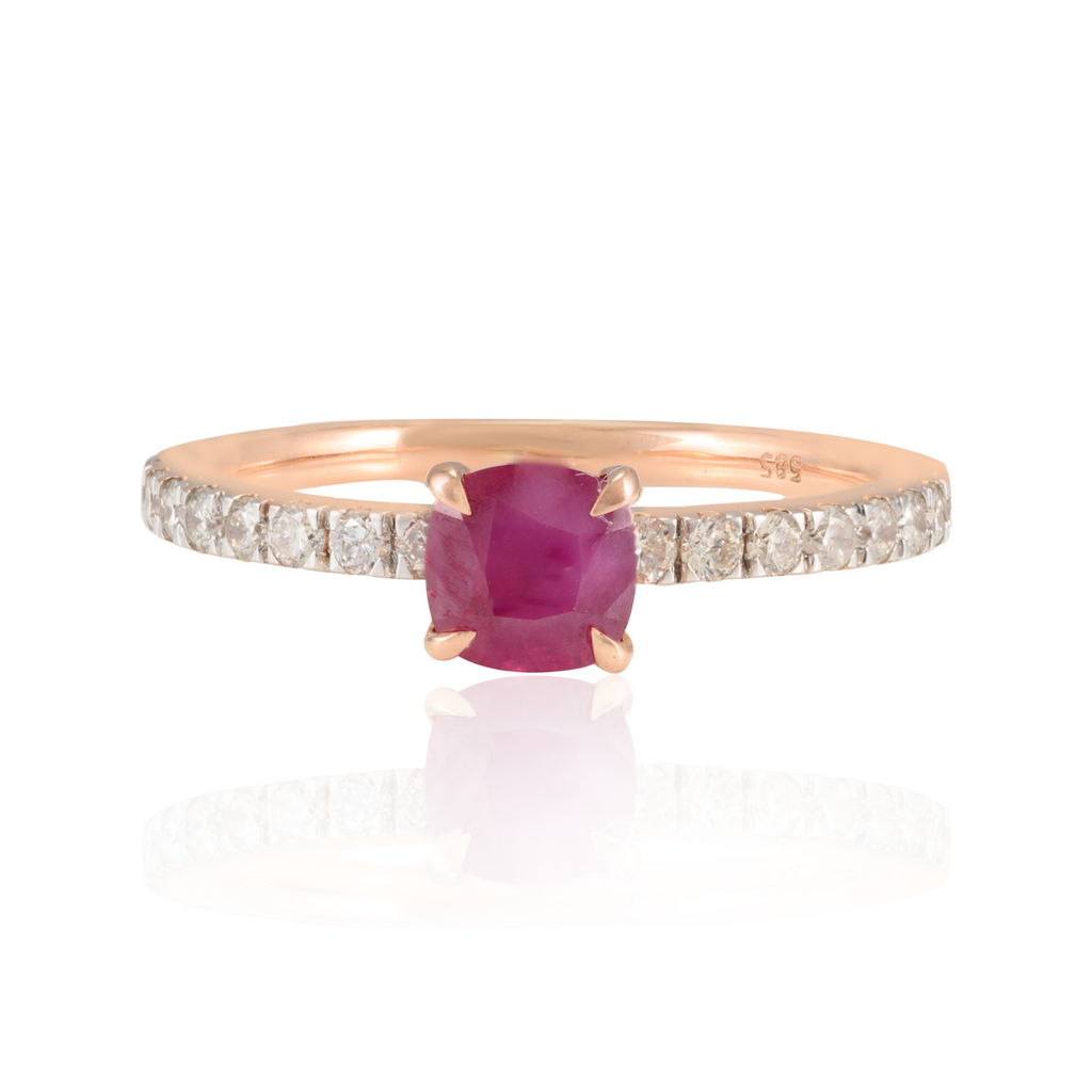 14K Gold Cushion Cut Ruby Statement Ring Image