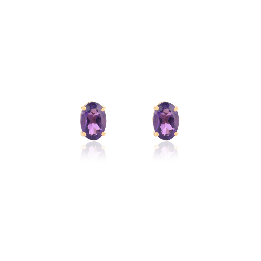 14k Gold Amethyst Studs