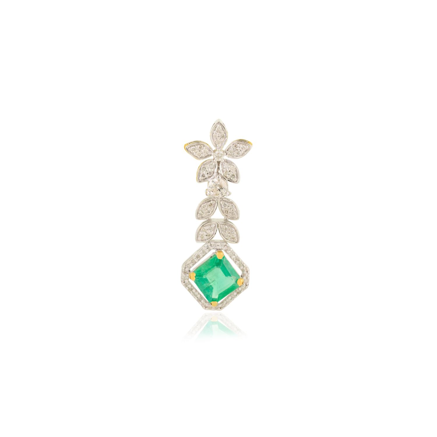 14K Solid White Gold Designer Flower Pendant