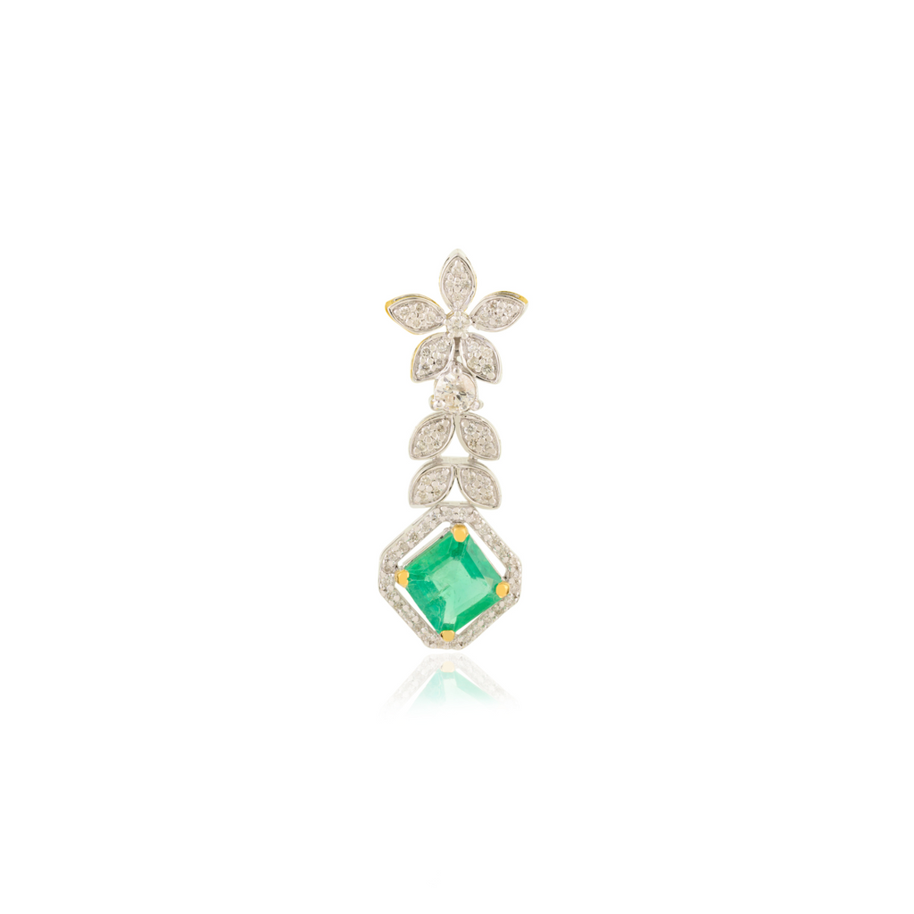 14K Solid White Gold Designer Flower Pendant Image