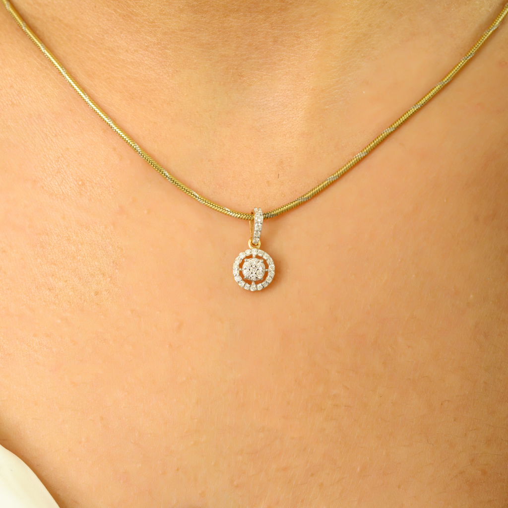 18K Solid Yellow Gold Round Chunky Charm Pendant Image