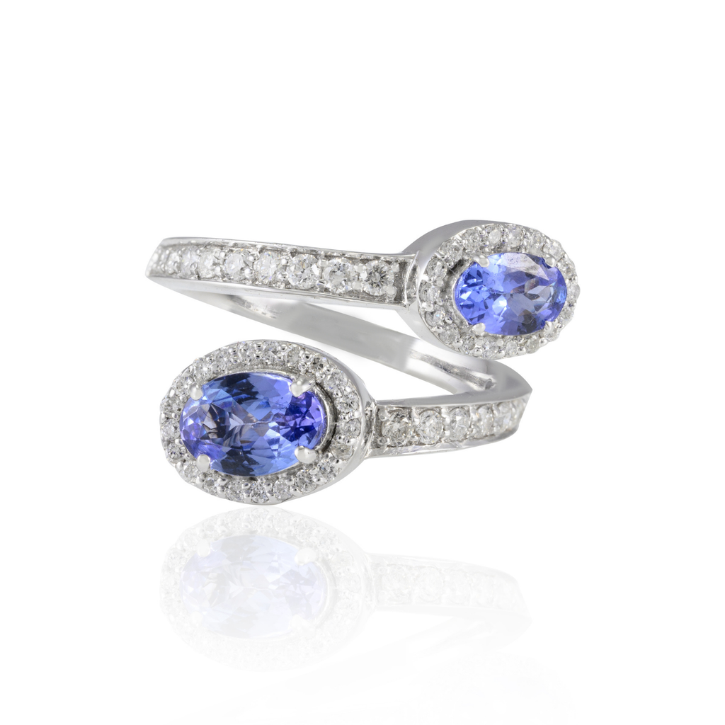 14K Gold Tanzanite Diamond Bypass Ring Image