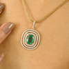 18K Solid Yellow Gold Double Halo Solitaire Pendant Thumbnail