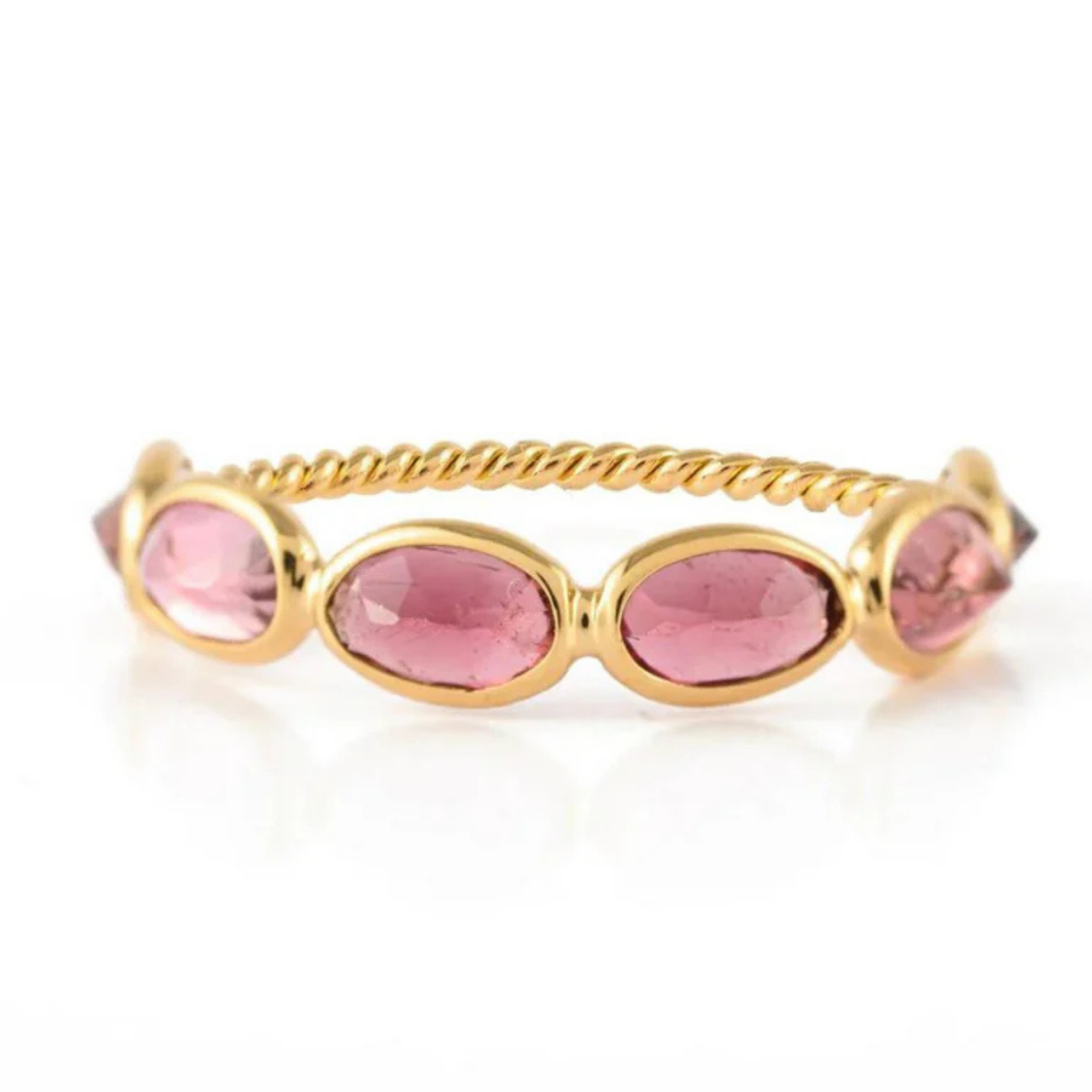 18K Gold Pink Tourmaline Half Eternity Band