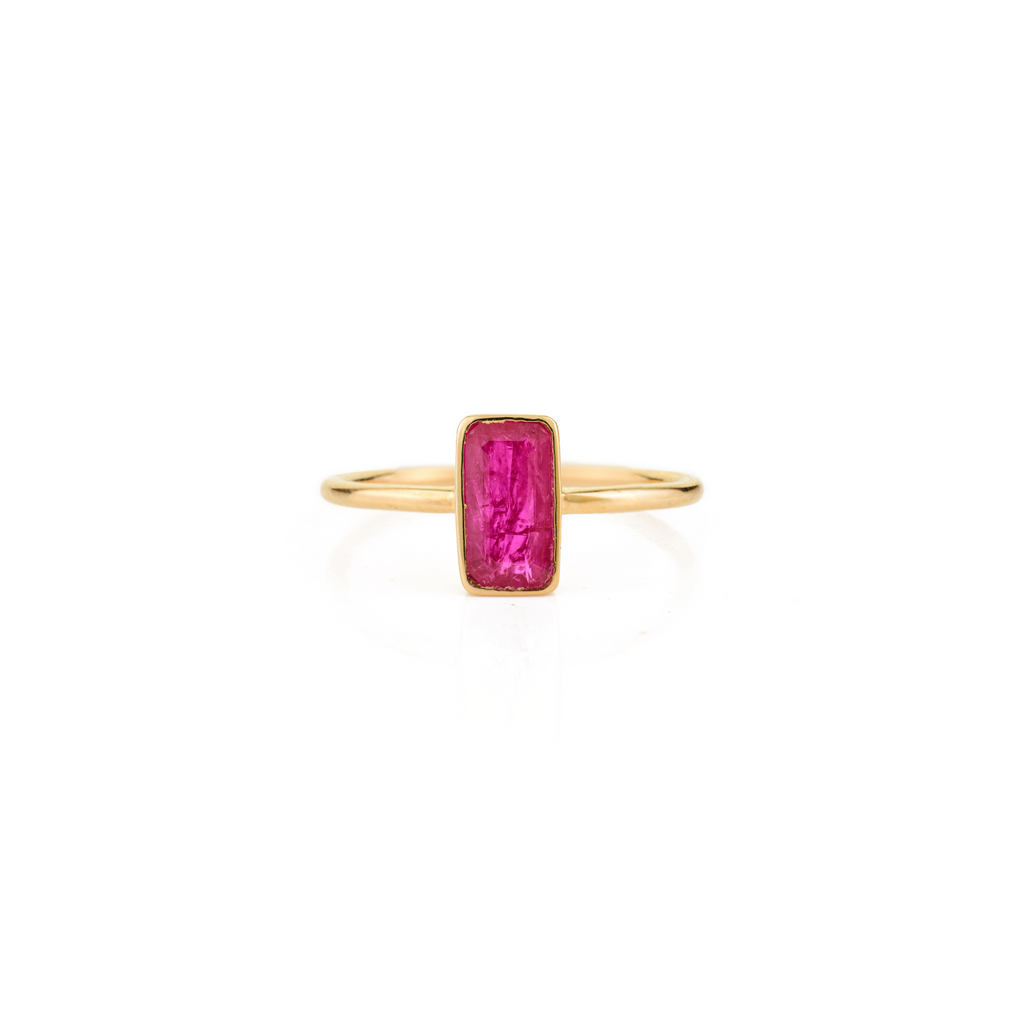 18K Yellow Gold Solitaire Ruby Ring For Her Image