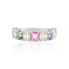 18K White Gold Multi Sapphire Half Eternity Band Thumbnail