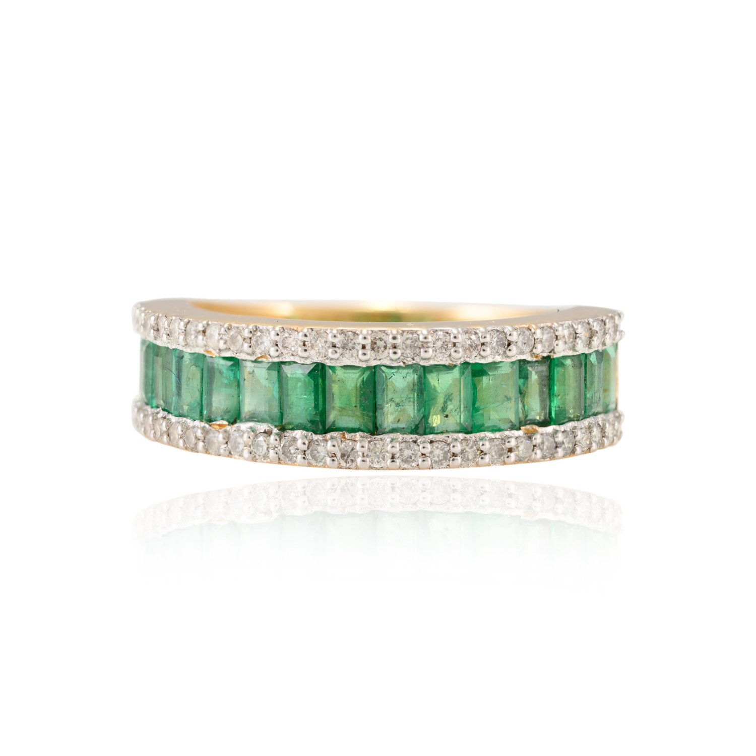 18K Gold Emerald Half Eternity Band - vrjewels-us