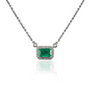 18K Gold Emerald & Halo Diamond Chain Necklace Thumbnail