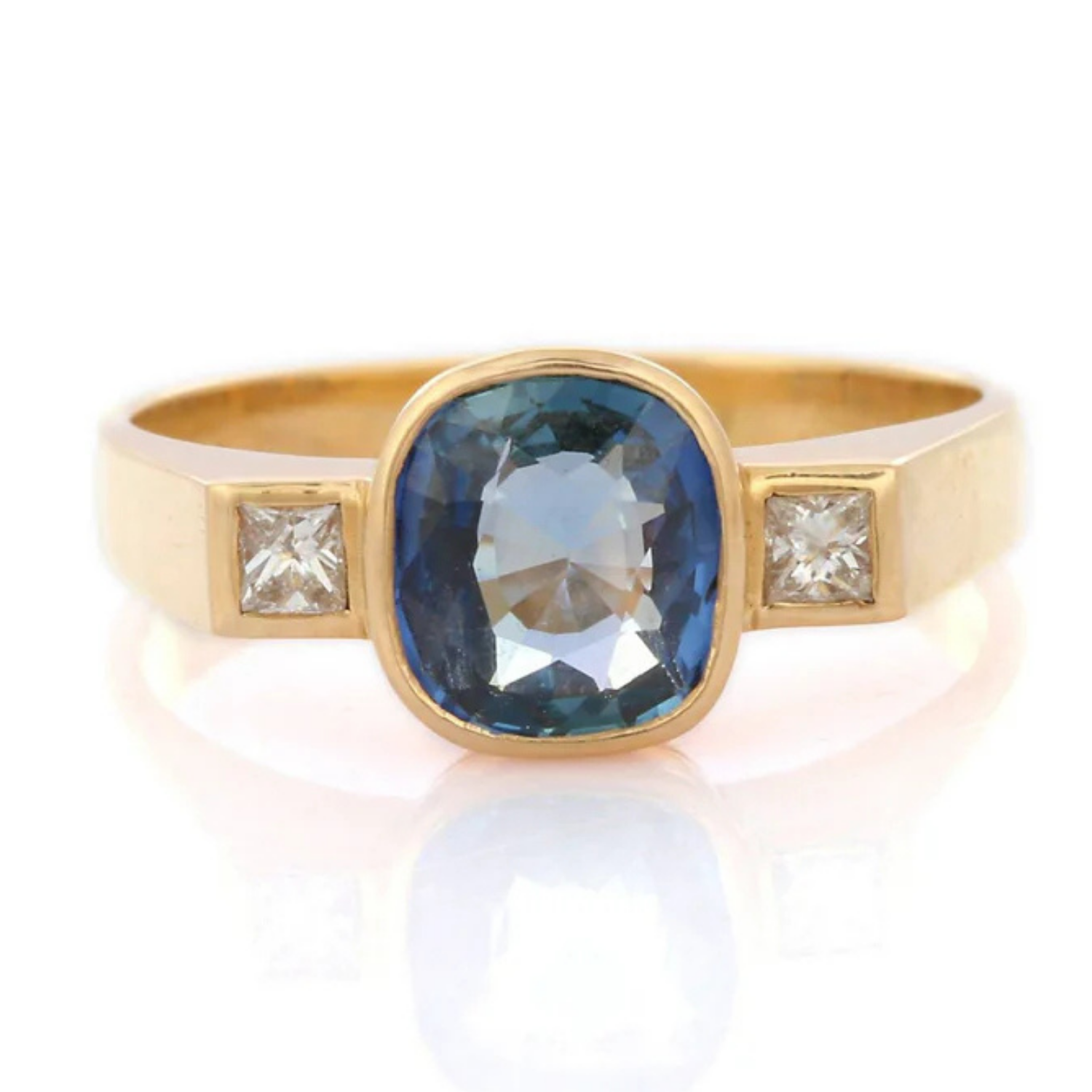 14K Gold Sapphire & Diamond Wedding Ring