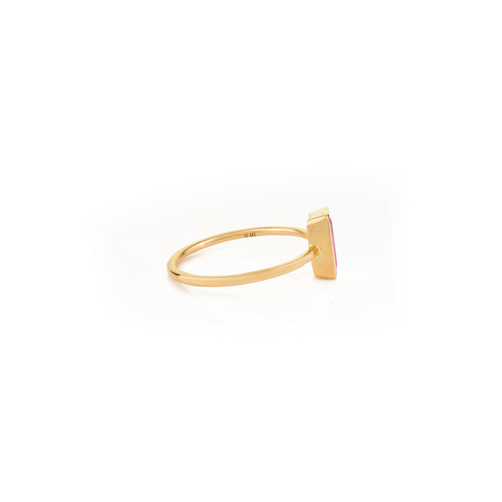 18K Yellow Gold Solitaire Ruby Ring For Her Image