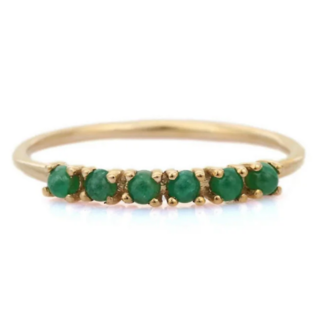 14K Gold Emerald Half Eternity Band Image