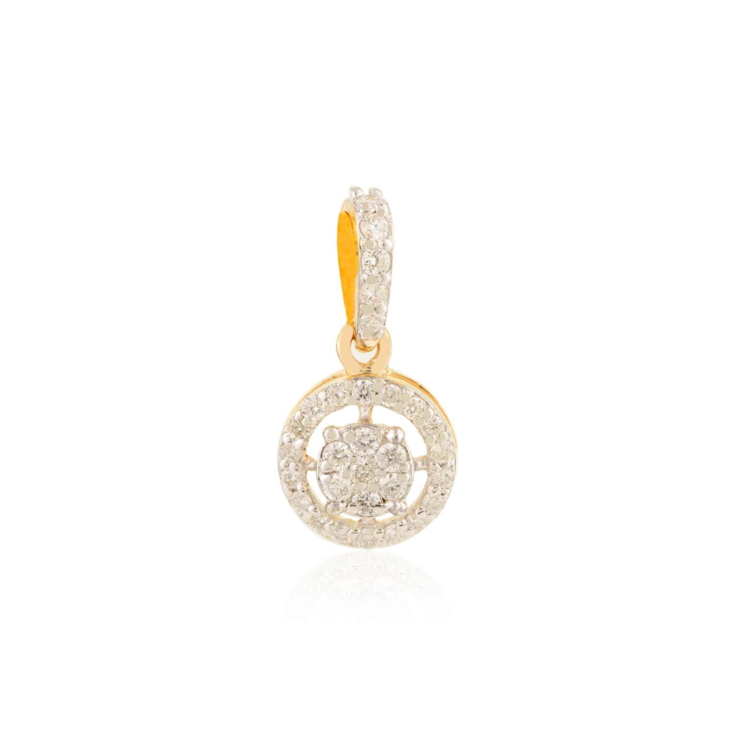 18K Solid Yellow Gold Round Chunky Charm Pendant