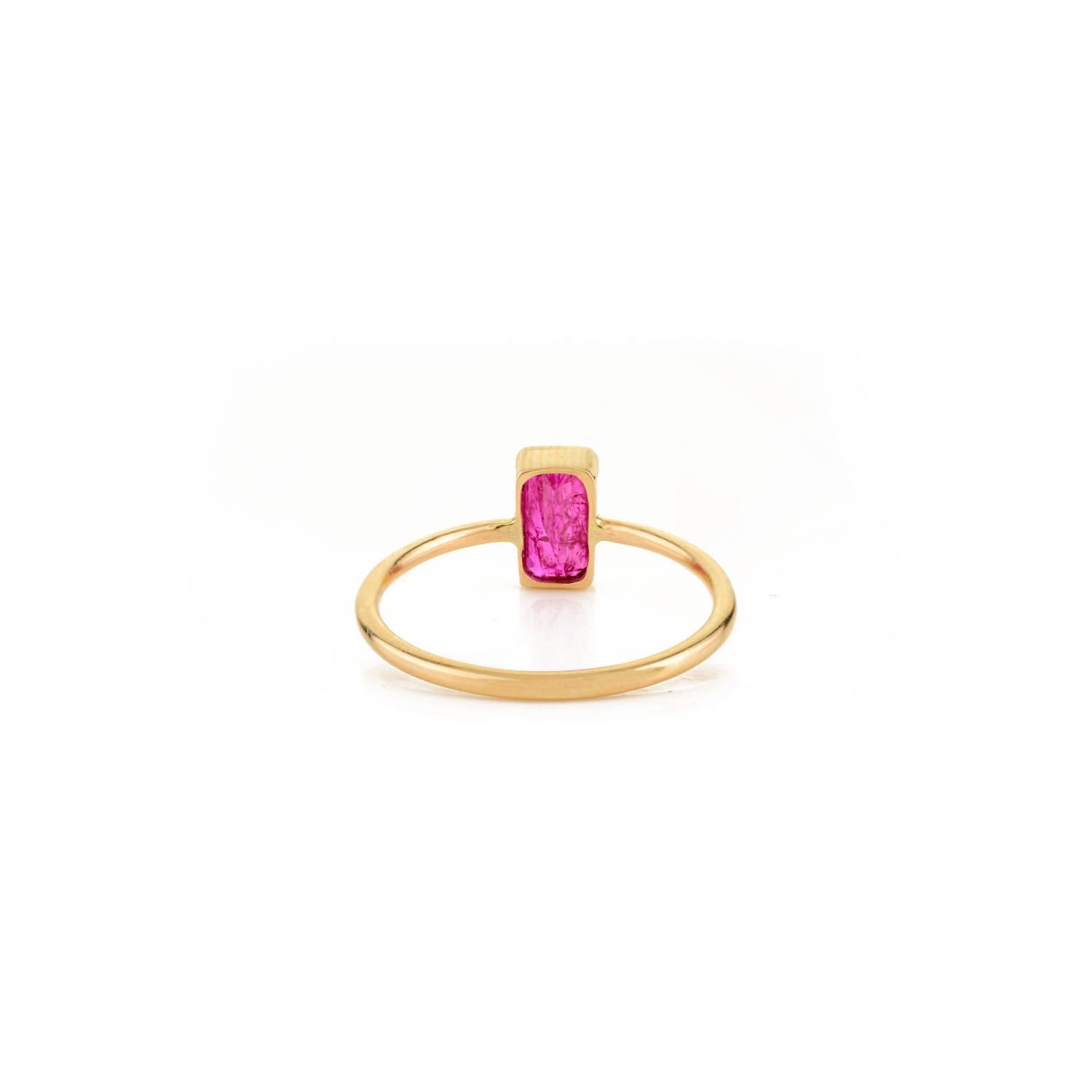 18K Yellow Gold Solitaire Ruby Ring For Her