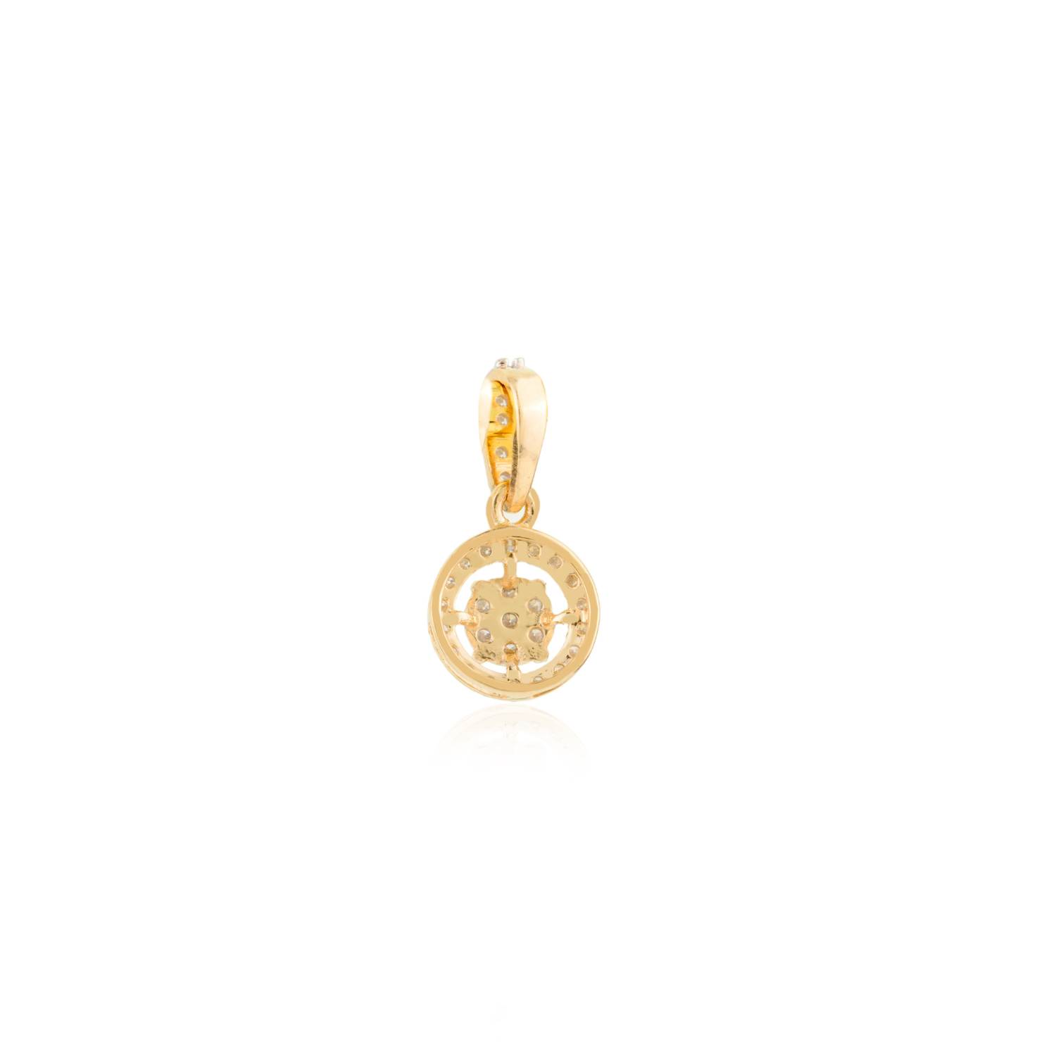 18K Solid Yellow Gold Round Chunky Charm Pendant