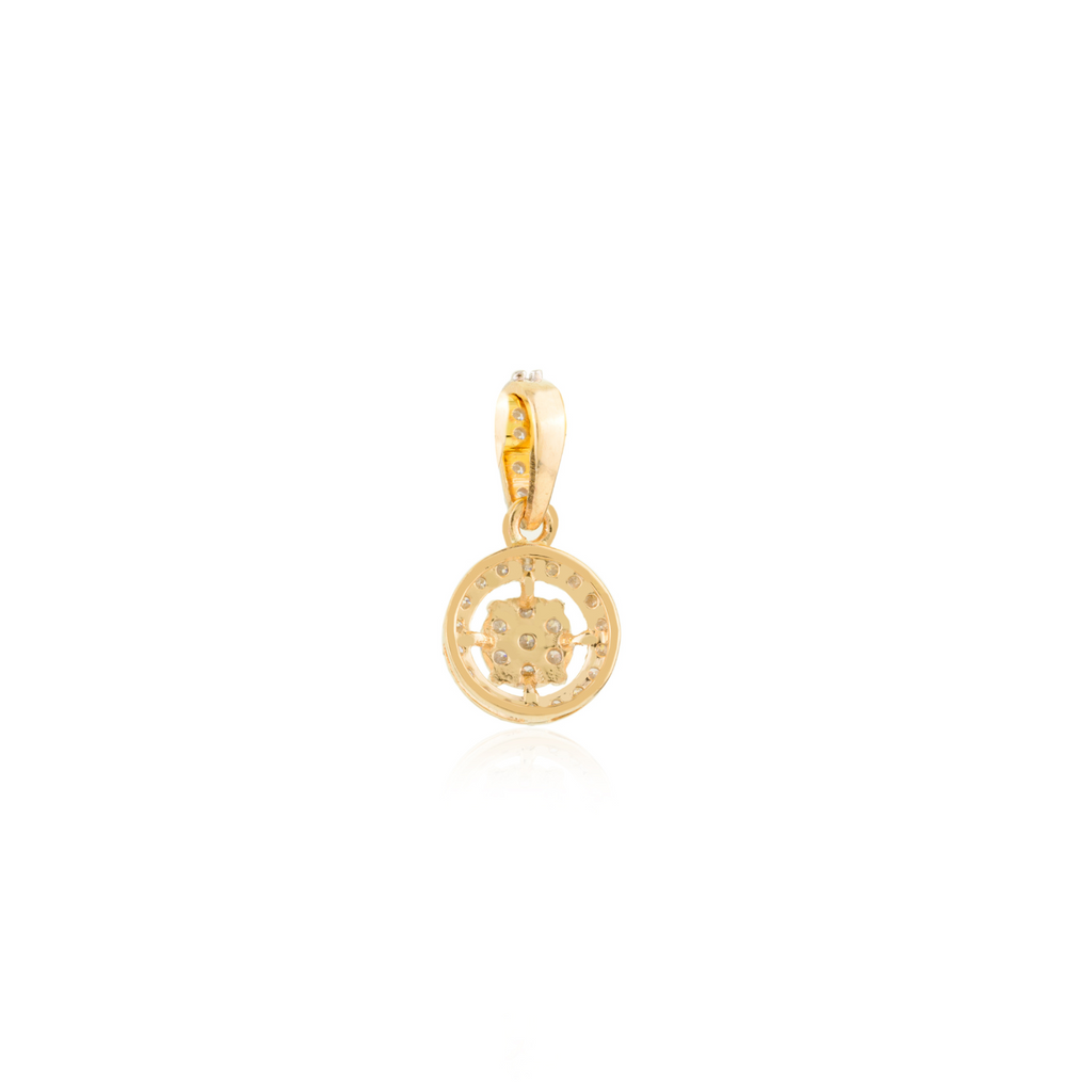 18K Solid Yellow Gold Round Chunky Charm Pendant Image