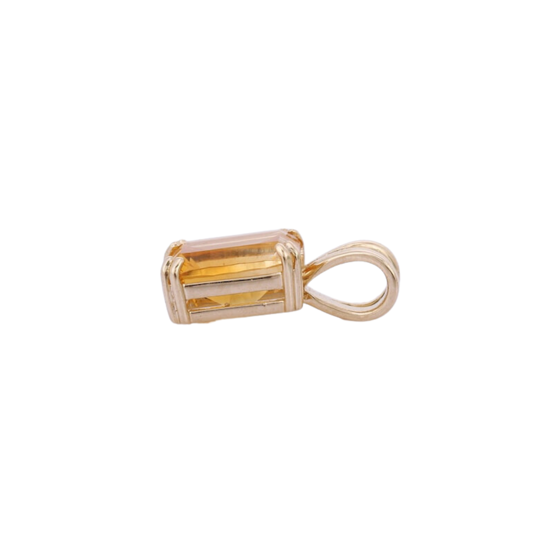 18K Gold Citrine Gemstone Pendant