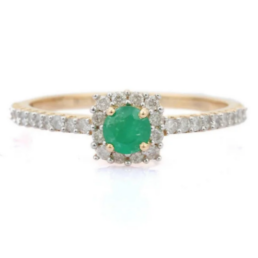 14K Gold Emerald Wedding Ring Image