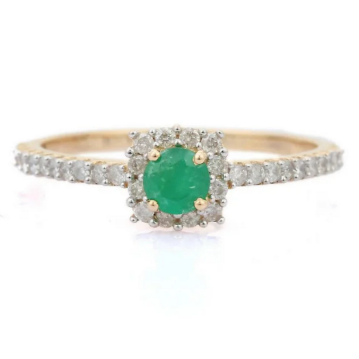 14K Gold Emerald Wedding Ring