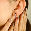 14K Yellow Gold Ruby Diamond Dangle Earring Thumbnail