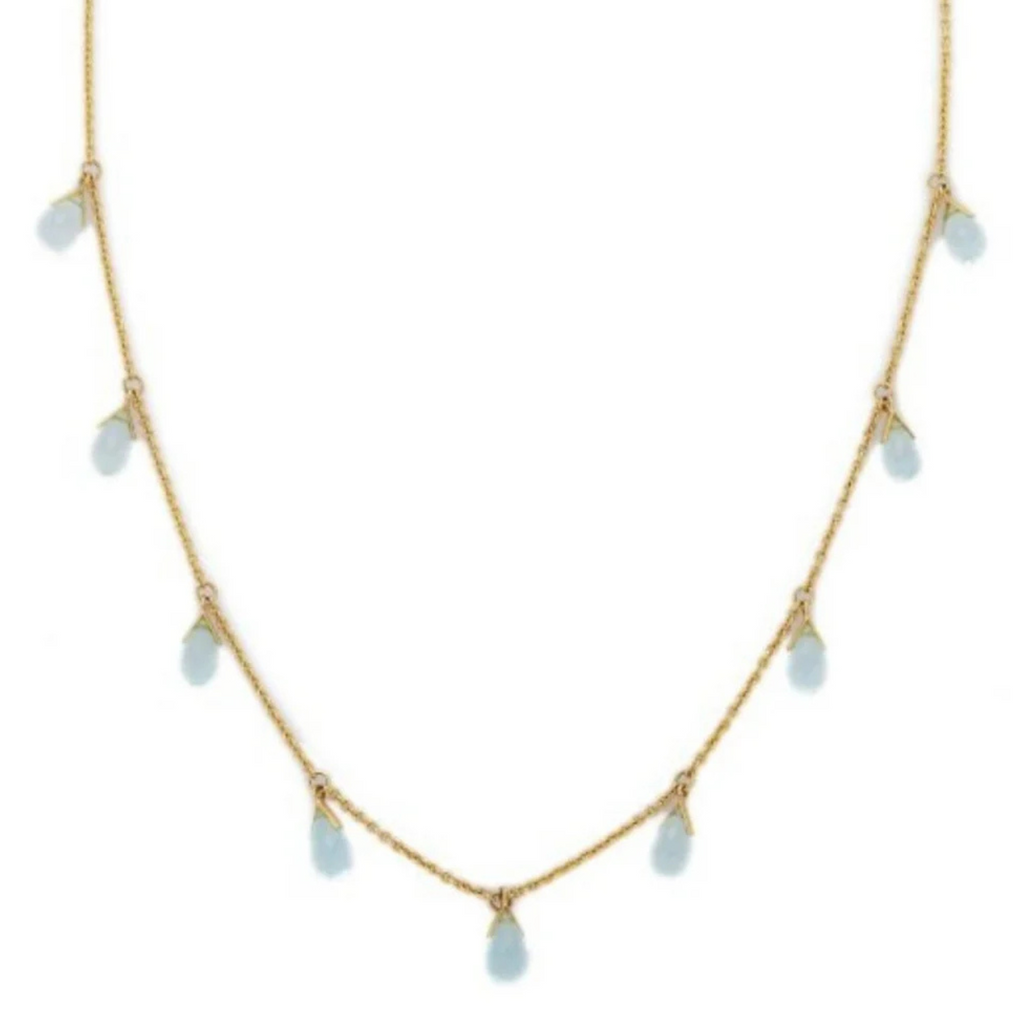 18K Blue Topaz Drop Chain Necklace Image