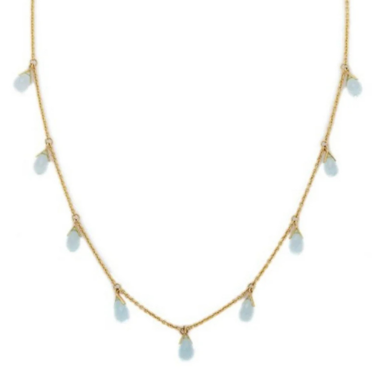 18K Blue Topaz Drop Chain Necklace