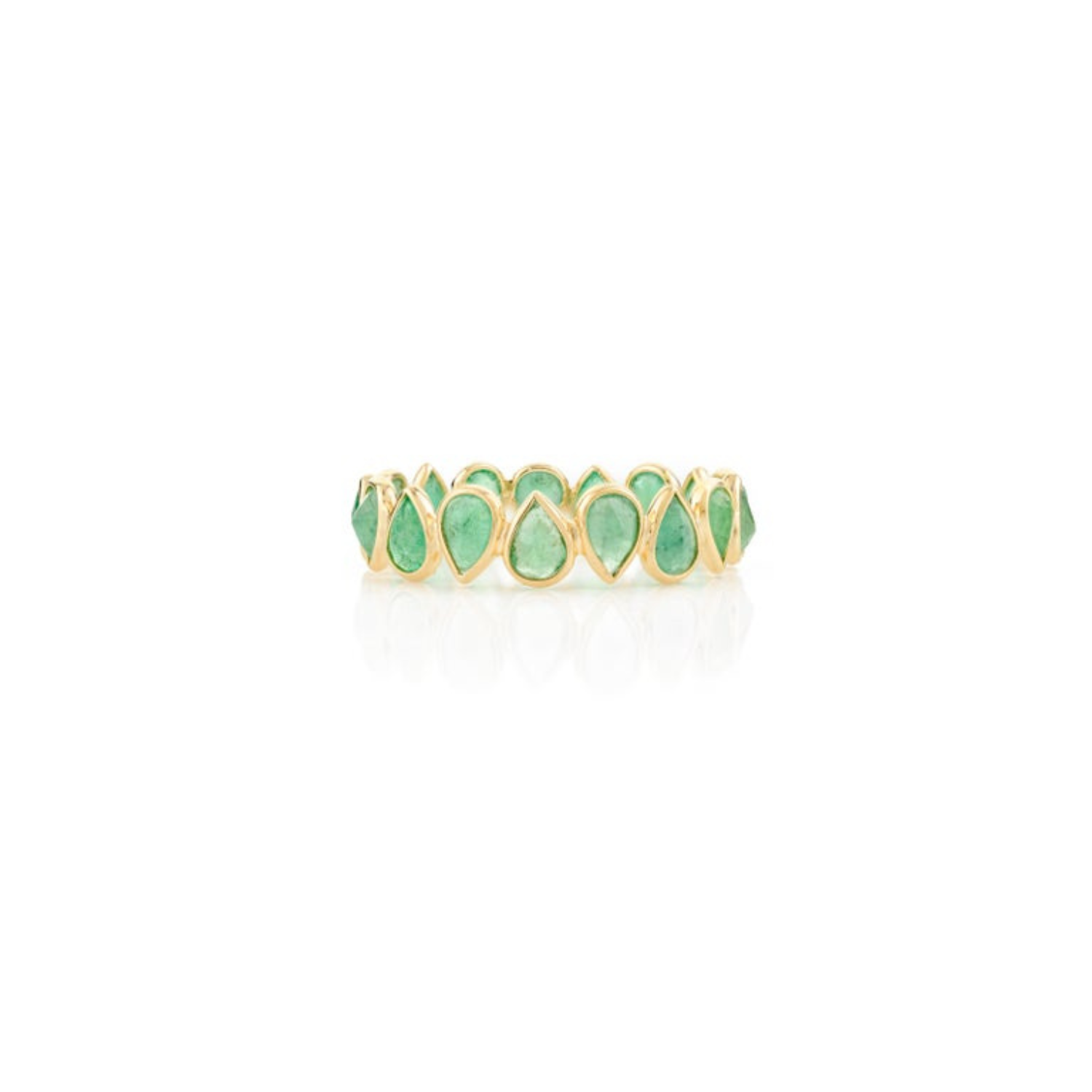 1.78 Ct Pear Cut Natural Emerald Full Eternity Band Ring