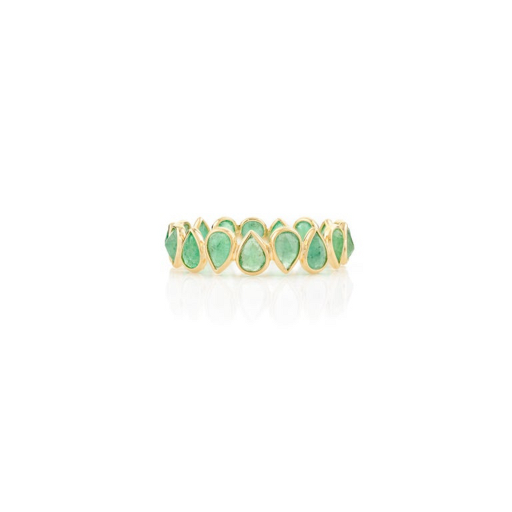 1.78 Ct Pear Cut Natural Emerald Full Eternity Band Ring Image
